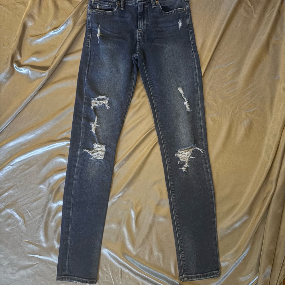 Lucky Brand Charcoal Distressed Skinny Jeans